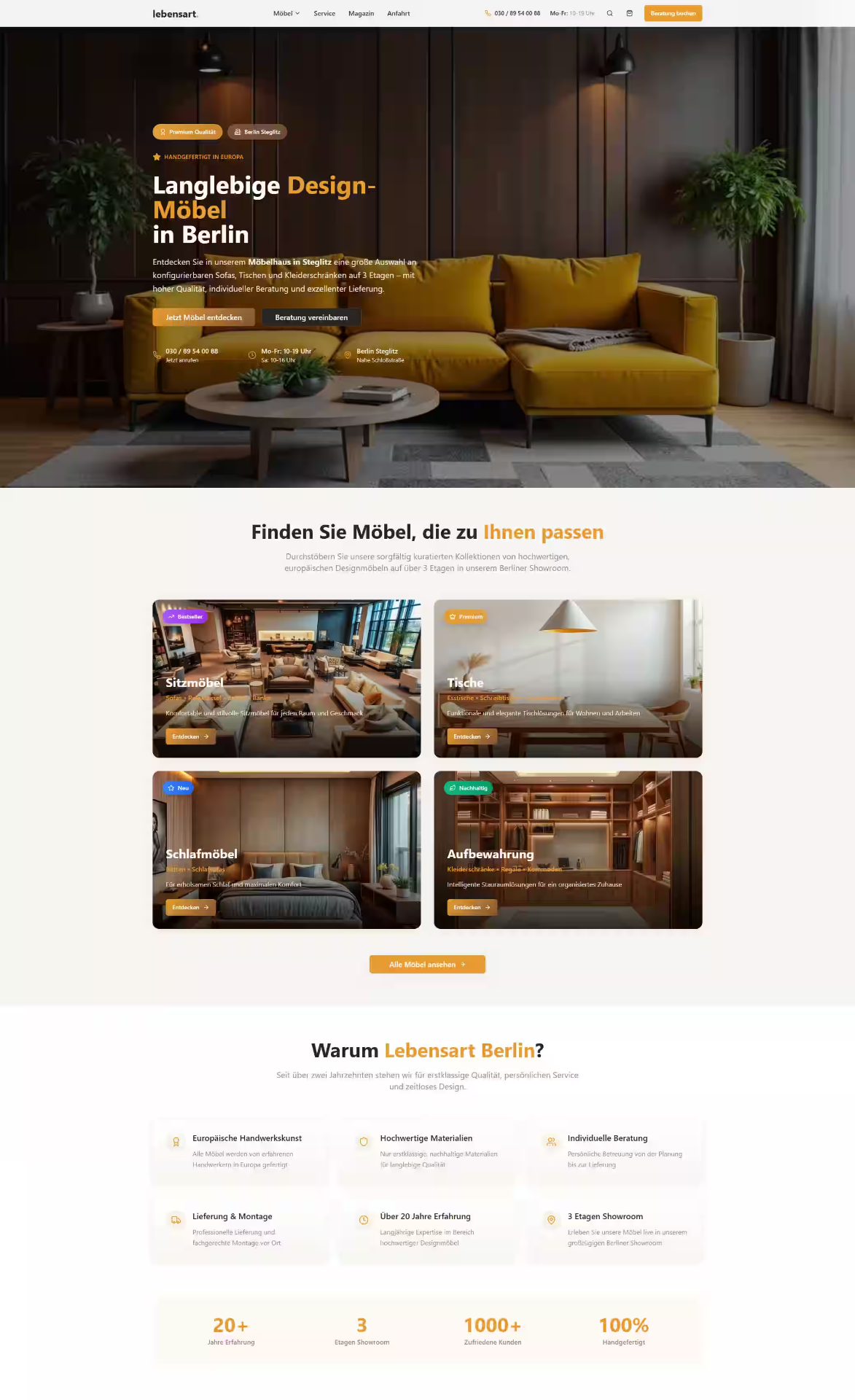Unternehmenswebsite für Designmöbel und Showroom in Berlin