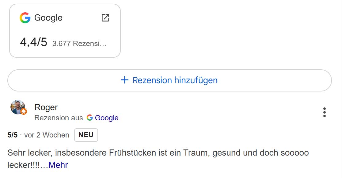 Google Bewertungen Beispiel