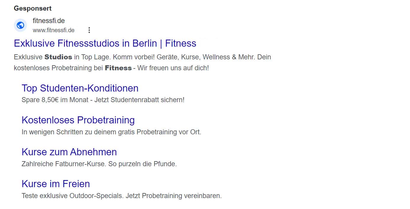 google ads fitness Studio